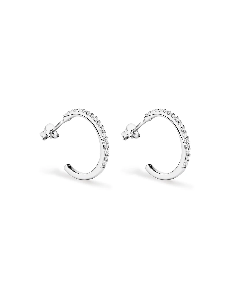 Boucles d’oreilles demi-créoles avec zircone cubique en argent sterling