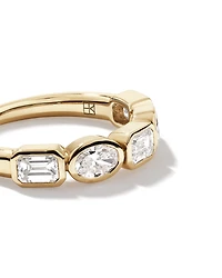 1.50 Carat TW Bezel Set Emerald and Oval Cut Lab-Grown Diamond Wedding Band in 14kt Yellow Gold