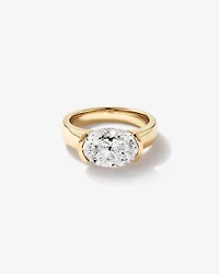 4.06 Carat TW East-West Oval Cut Laboratory-Grown Diamond Solitaire Ring in 18kt Yellow Gold