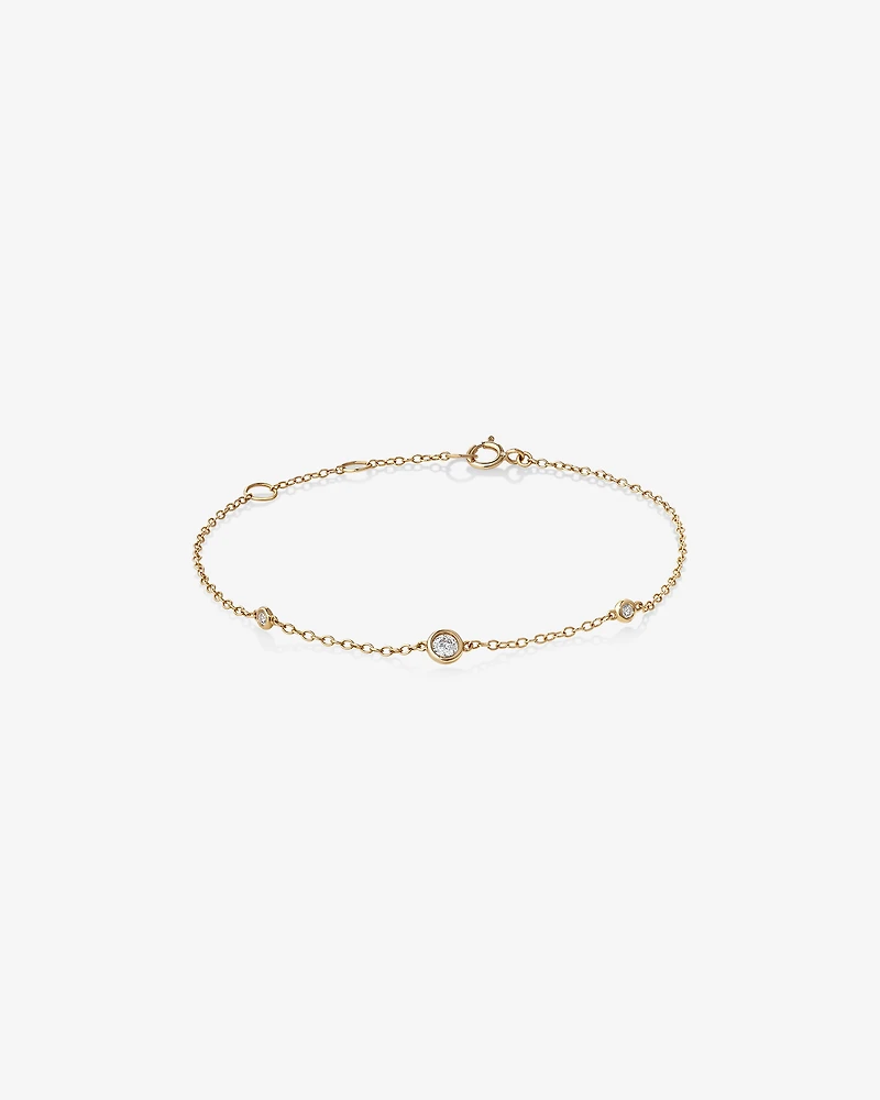 Station Bracelet with 0.10 Carat TW of Diamonds in 10kt Yellow Gold