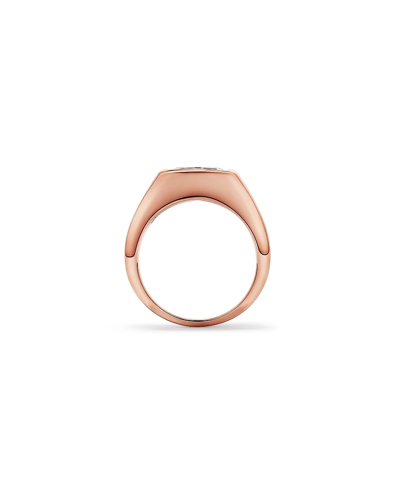 Bague en or rose 14 carats sertie d'un diamant de laboratoire taille coussin allongé 2,00