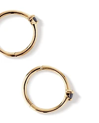 Blue Sapphire Gemstone Accent Sleeper Earrings in 10kt Yellow Gold