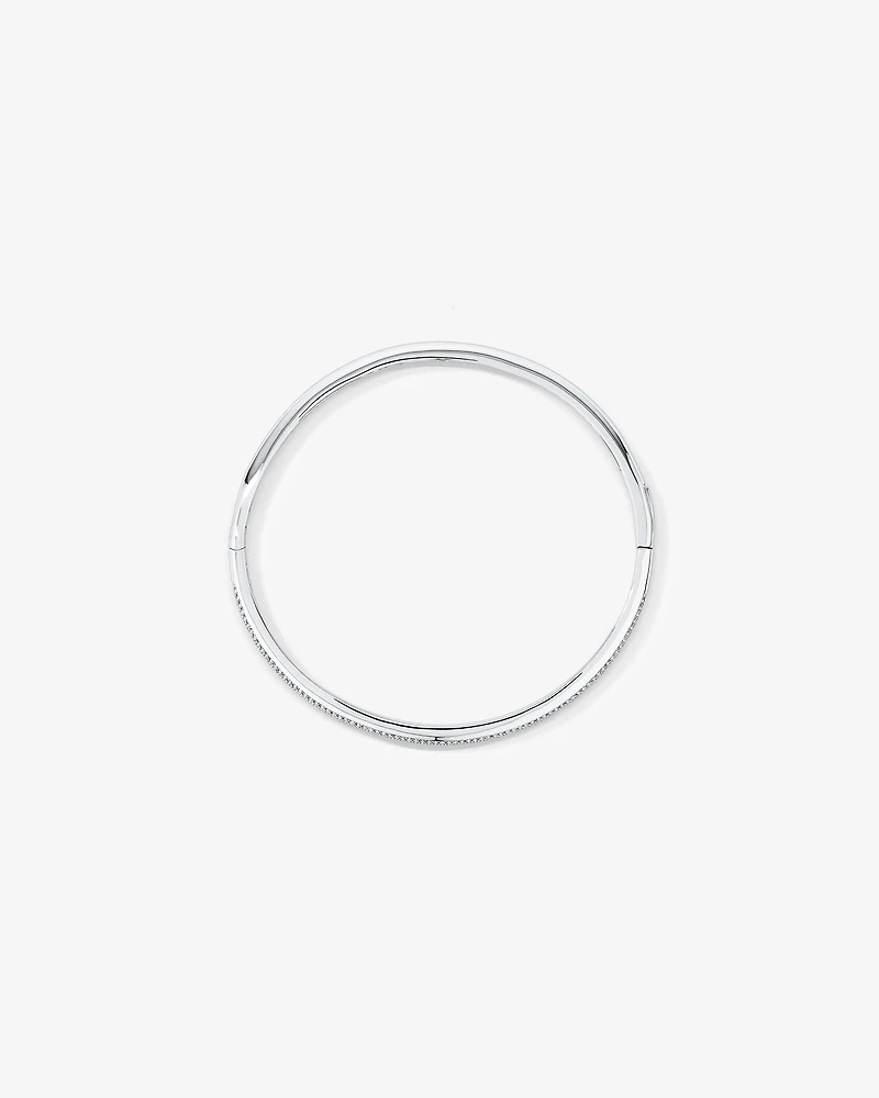 Pave Cubic Zirconia Hinge Bangle in Sterling Silver