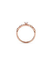 Bague de promesse en or rose 10 carats avec diamants laboratoire taille cœur et rond brillant (poids total 0,15 carat)