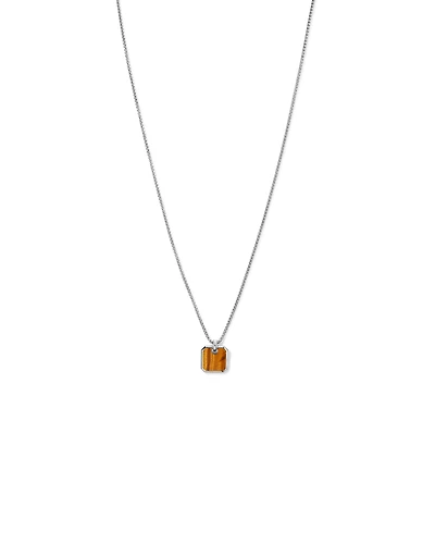Tiger’s Eye Square Pendant Necklace in Sterling Silver