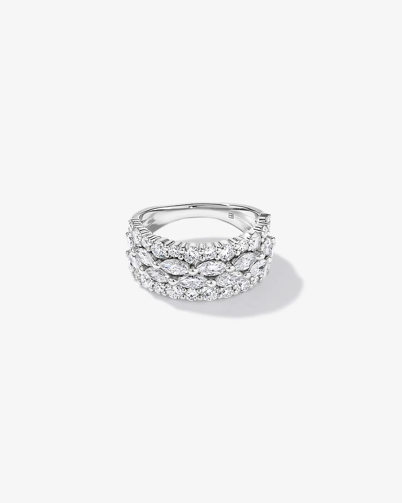 2.46 Carat TW Laboratory-Grown Marquise and Round Brilliant Diamond Ring 10kt White Gold