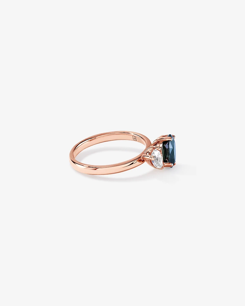 Australian Parti Sapphire & 0.30 Carat TW Diamond Toi Et Moi Ring 10kt RoseGold