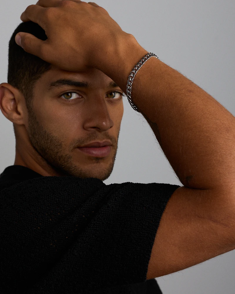 Men's 1.32 Carat TW Men's Black Diamond Cuban Bracelet in Sterling Silver