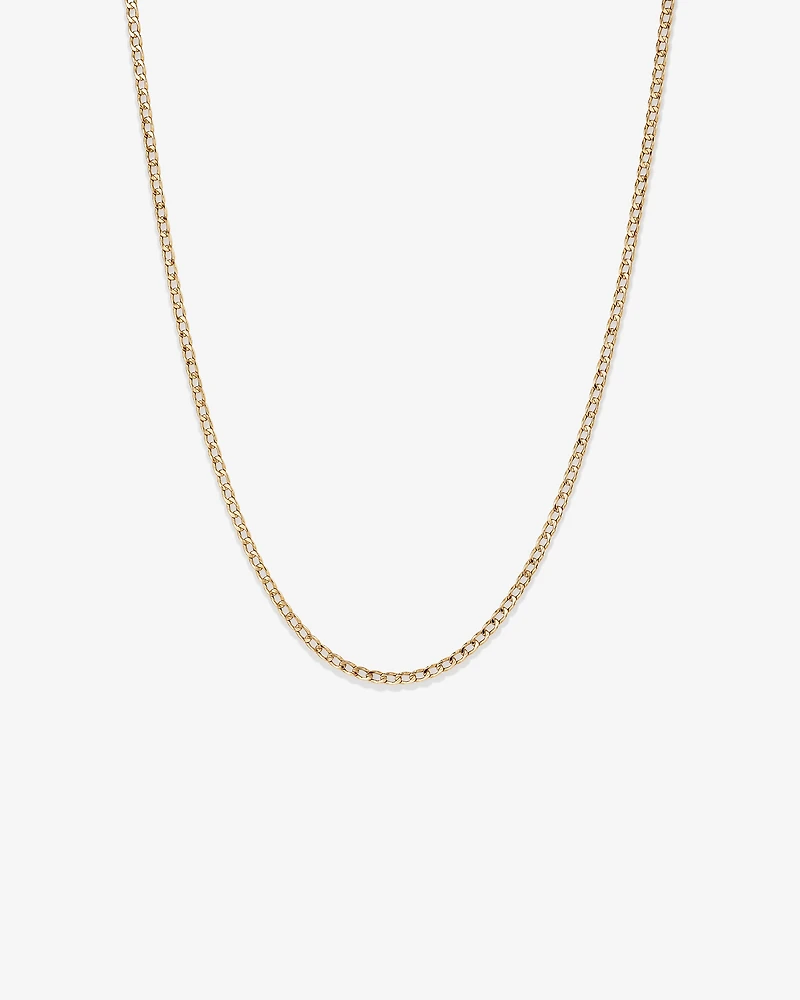 55cm (22") 3mm-3.5mm Width Hollow Curb Chain in 10kt Yellow Gold
