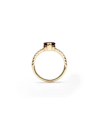 Pear-Cut Garnet Chevron Ring and 0.25 Carat TW of Round Diamonds in 10kt Yellow Gold