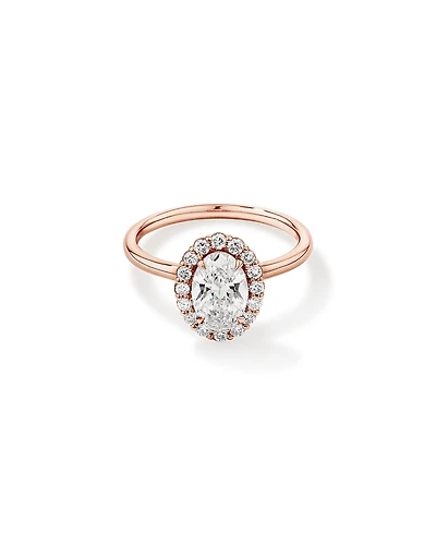 1.46 Carat TW Oval Cut Laboratory-Grown Diamond Halo Engagement Ring in 14kt Rose Gold