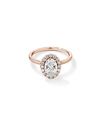 1.46 Carat TW Oval Cut Laboratory-Grown Diamond Halo Engagement Ring in 14kt Rose Gold