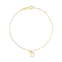 19cm (7.5") D Initial Bracelet in 10kt Yellow Gold