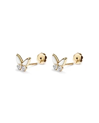 Boucles d’oreilles en forme de papillon en nacre de nacre pour enfants en or jaune 10 kt