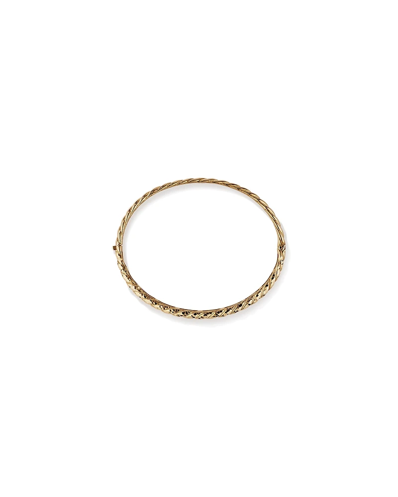 Diamond-Cut Crossaint Bangle in 10kt Yellow Gold