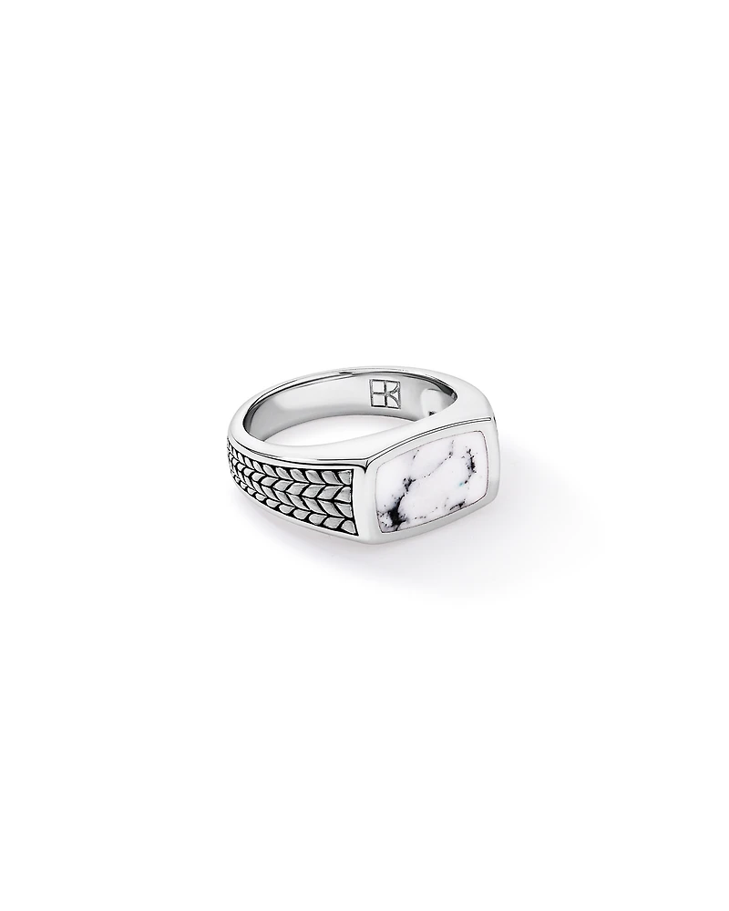 Anneau embaleur en howlite en argent sterling
