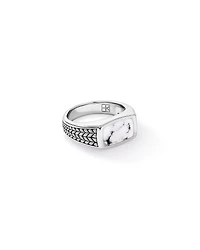Anneau embaleur en howlite en argent sterling