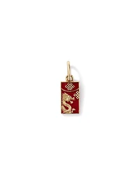 Lucky Money Pendant in 10kt Yellow Gold with Red Enamel
