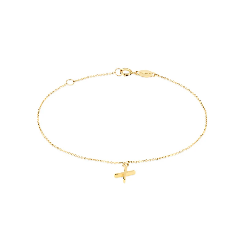 Collier à pendentif initiale X en or jaune 10 K