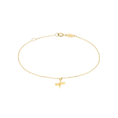 Collier à pendentif initiale X en or jaune 10 K