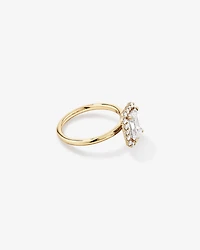 2.34 Carat TW Emerald Cut Laboratory-Grown Diamond Halo Engagement Ring in 14kt Yellow Gold