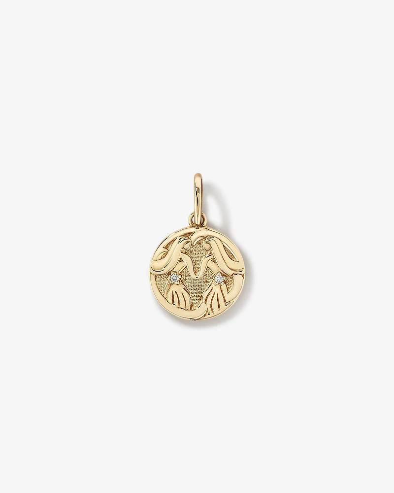 Diamond Accent Gemini Zodiac Pendant in 10kt Yellow Gold