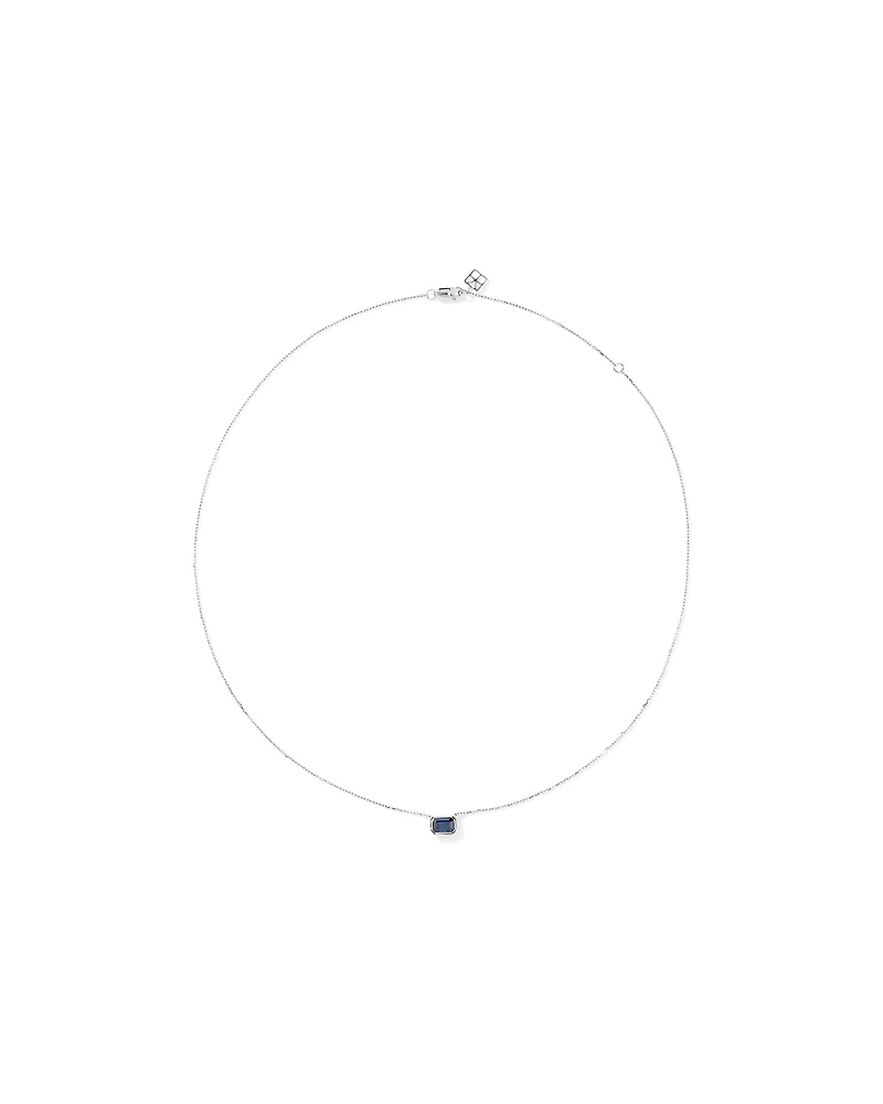 Australian Sapphire Emerald Cut Bezel Set Necklace in 10kt Gold