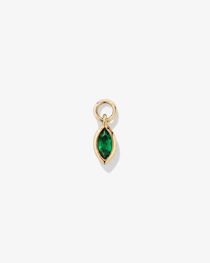 Emerald Single Earring Charm in 10kt Yellow Gold