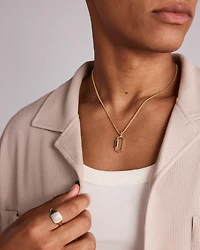 Men's 0.10 Carat TW Black Diamond Pendant on Rounded Box Chain in 10kt Yellow Gold