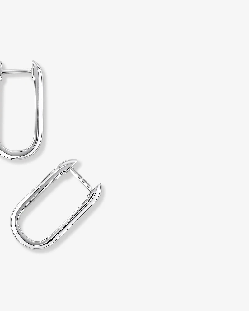 Huggie Paperclip Earrings in Silver