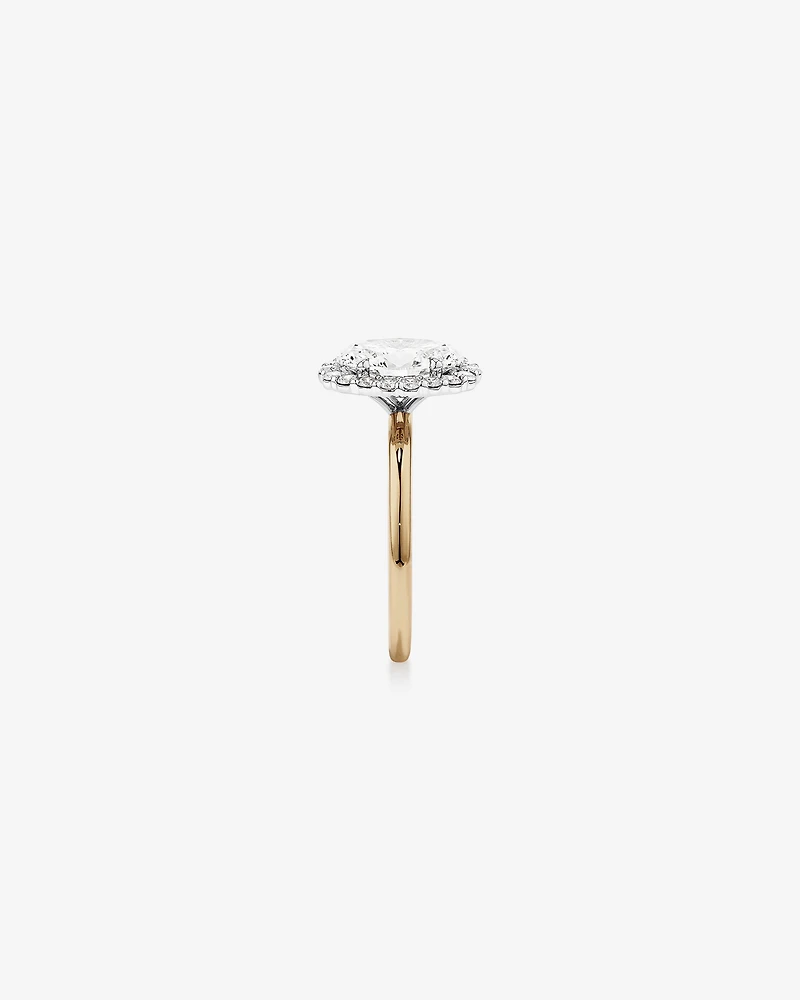 2.34 Carat TW Oval Cut Laboratory-Grown Diamond Halo Engagement Ring 14kt Yellow and White Gold
