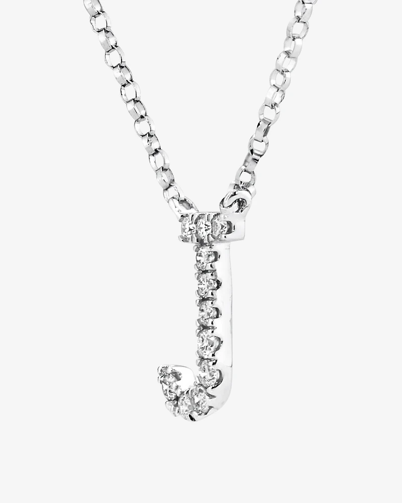 J' Initial necklace with 0.10 Carat TW of Diamonds in 10kt White Gold