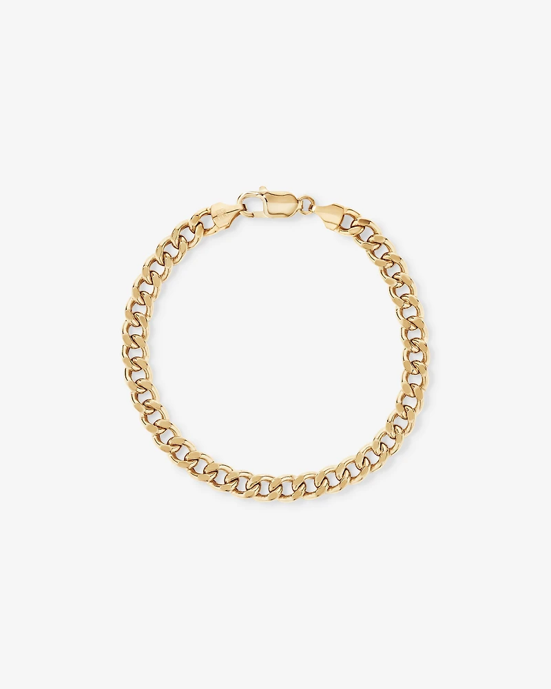 Bracelet Chaîne Gourmette Diamantée Semi-Solide 21 cm (8,5") 6,8 mm en Or Jaune 10 Carats