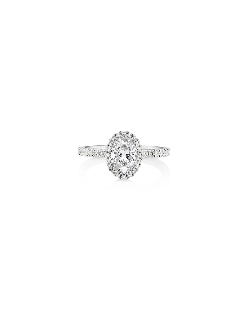 Sir Michael Hill Designer Halo Oval Engagement Ring with 1.35 Carat TW of Diamonds in 18kt White Gold