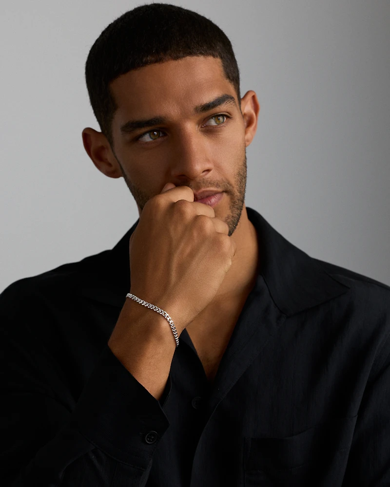 Bracelet à gros maillons gourmette de 19 cm en argent sterling, largeur de 4,3 mm