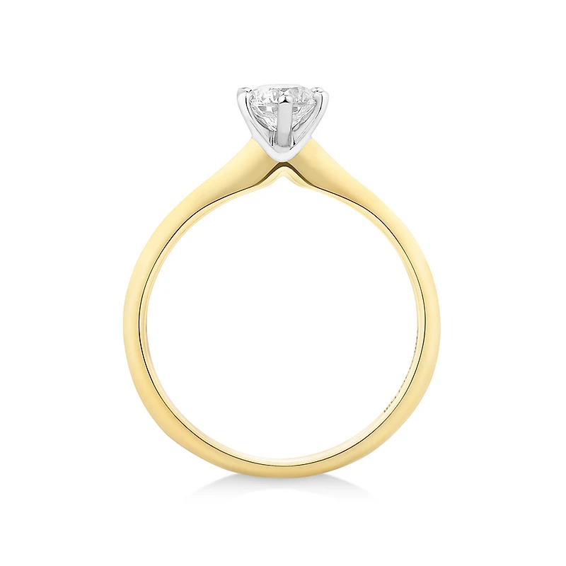 Certified Solitaire Engagement Ring with a 0.50 Carat TW Diamond in 18kt Yellow and White Gold
