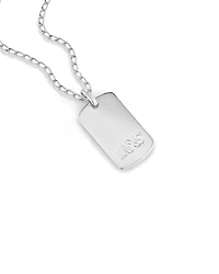 Plaque d'identification gravée INXS avec chaîne en argent sterling recyclé