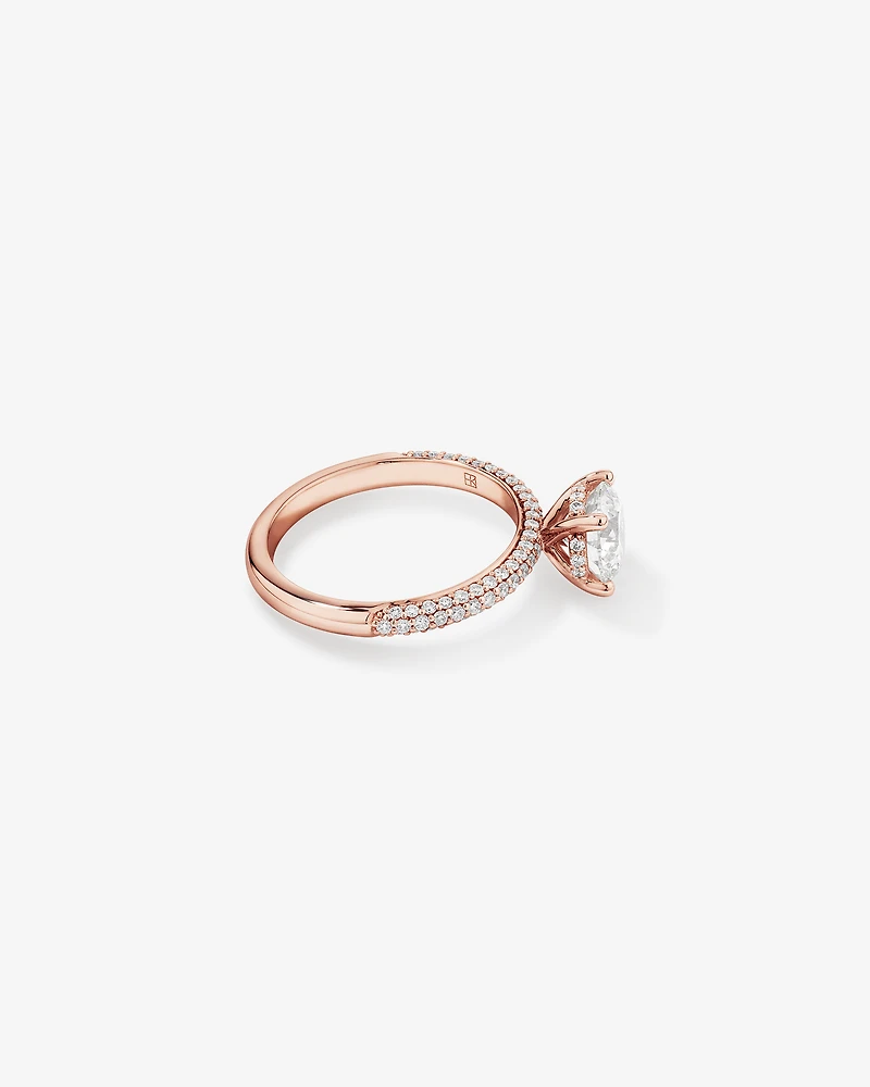 Bague de fiançailles ronde TW de 1,95 carat en or rose rose 14 carats