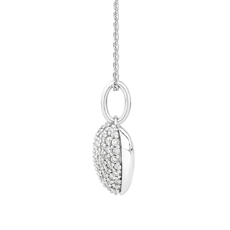 Pendentif Coeur Pavé avec 0,39 Carat TW de Diamants en Or Blanc 10kt