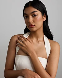 0.59 Carat TW Oval, Round Brilliant and Marquise Diamond Side Accent Ring 14kt Yellow Gold