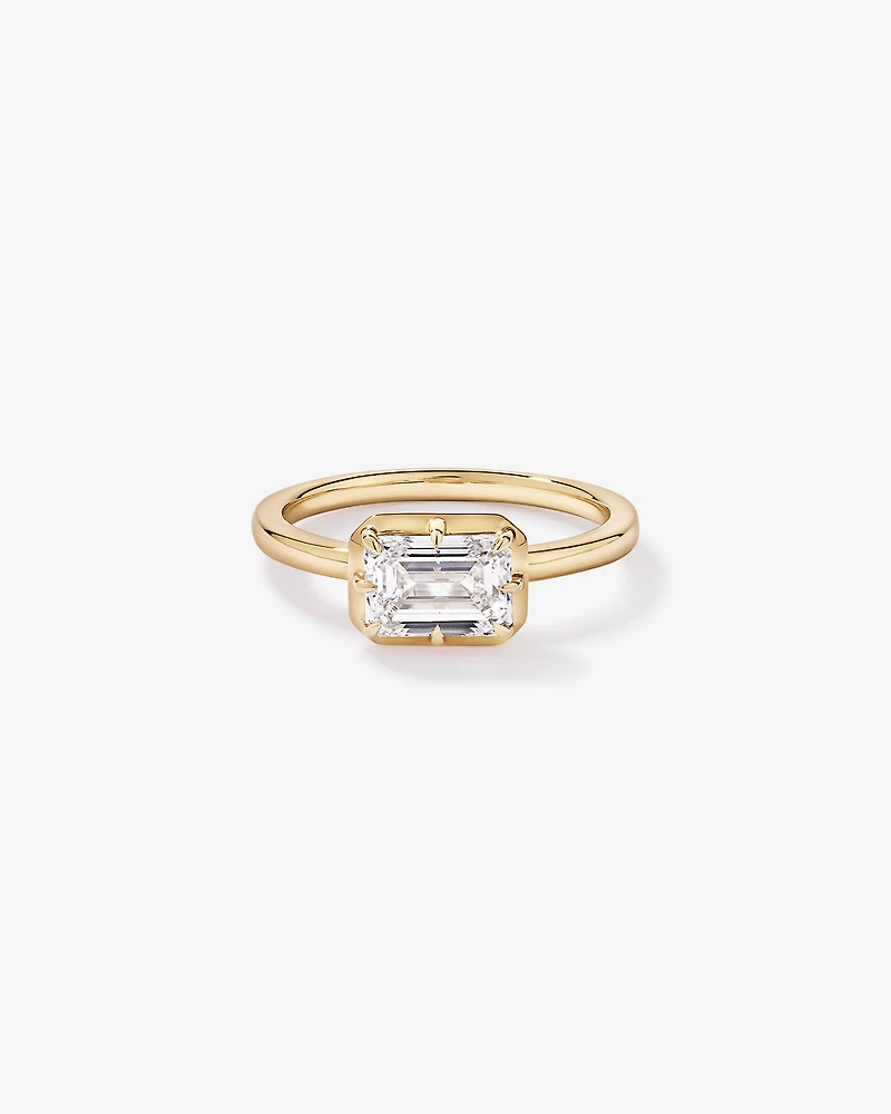 1.50TW Emerald Cut Laboratory-Grown Diamond Solitaire Ring in 14kt Yellow Gold
