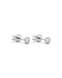 0.25 Carat TW Round Brilliant Diamond Solitaire Bezel Set Stud Earrings 18kt White Gold