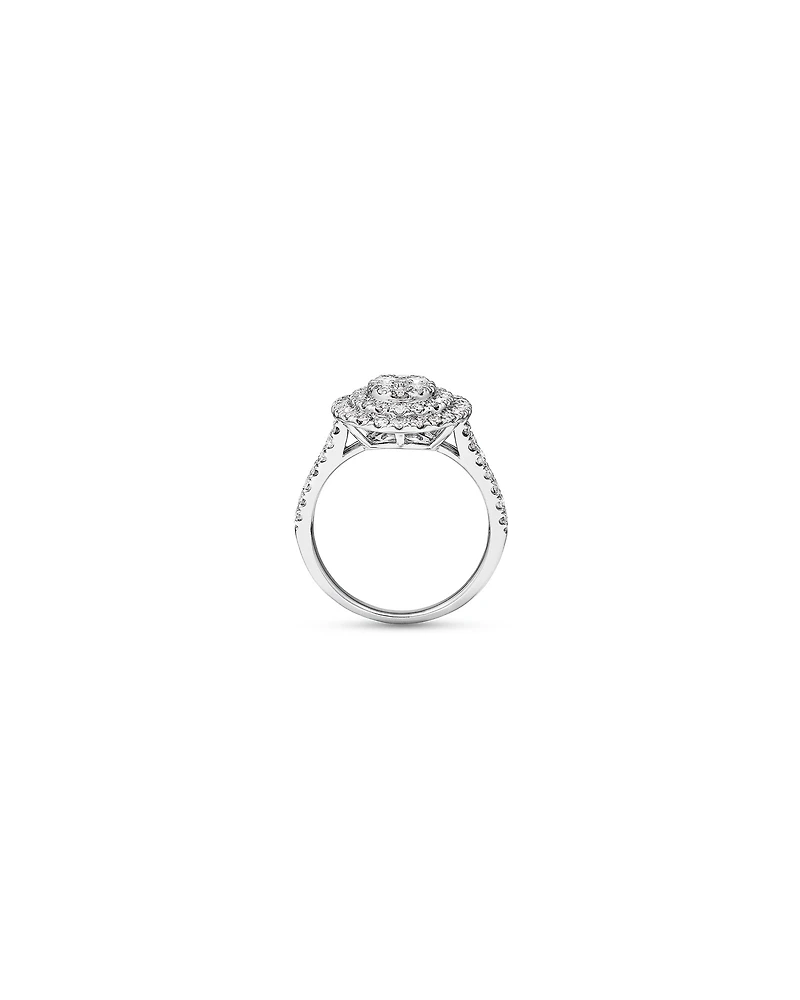 1.30 Carat TW Oval Shaped Cluster Halo Diamond Ring in 10kt White Gold