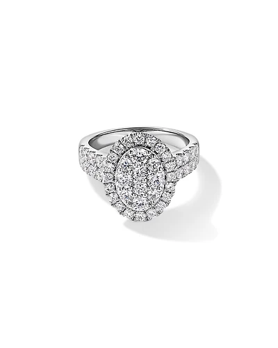 Bague en or blanc 10 carats sertie d'un diamant rond brillant de synthèse 2,00