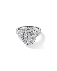 Bague en or blanc 10 carats sertie d'un diamant rond brillant de synthèse 2,00
