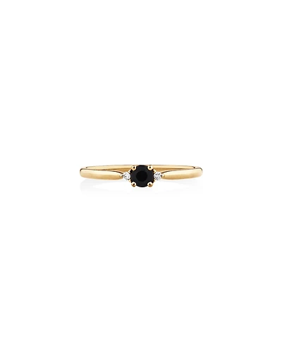 3 Stone Ring with Sapphire & Diamonds in 10kt Yellow Gold