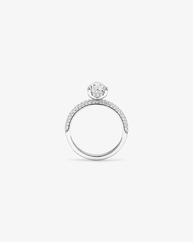 Bague de fiançailles en diamant laboratoire taille poire 1,96 carat poids total or blanc 14 kt
