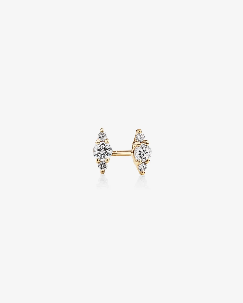 3 Stone Stud Earrings with .21 Carat TW Diamonds in 10kt Yellow Gold