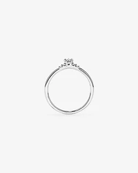 Bague de promesse Chevron en or blanc 10 carats avec diamant rond brillant de laboratoire (poids total de 0,15 carat)