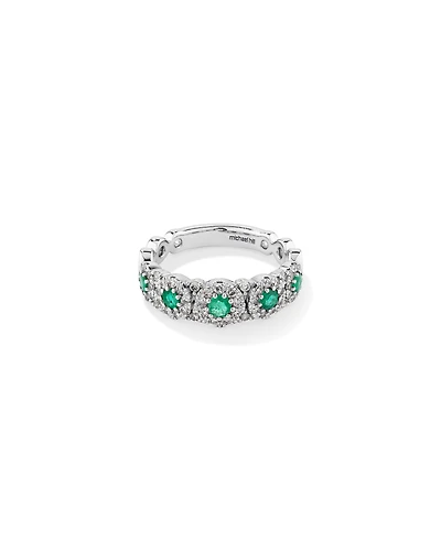 Bubble Ring with Emerald & 0.50 Carat TW of Diamonds in 14kt White Gold